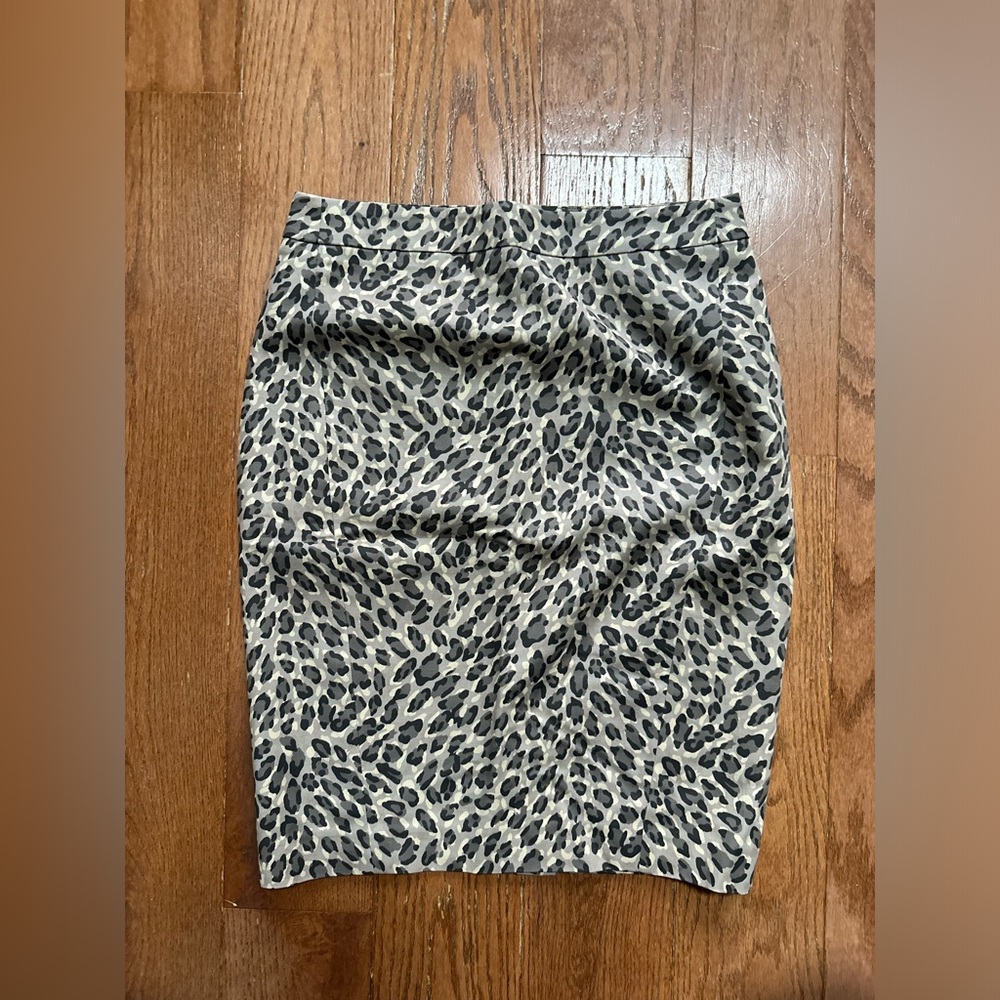LOFT Animal Print Pencil Skirt - Black and Cream